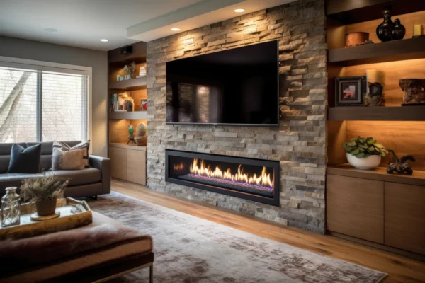False wall for tv & fireplace